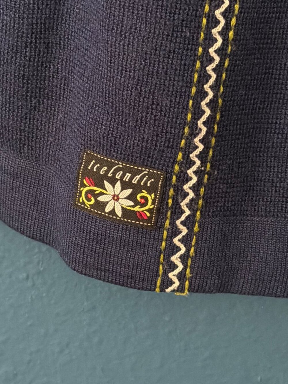 Icelandic Design Navy Embroidered Zip Cardigan - Picture 3 of 9